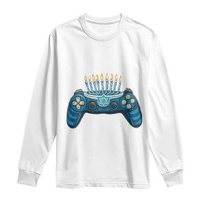 Funny Hanukkah Gamer Gaming Long Sleeve Shirt TS09 White Print Your Wear