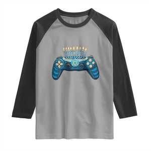 Funny Hanukkah Gamer Gaming Raglan Shirt TS09 Sport Gray Black Print Your Wear