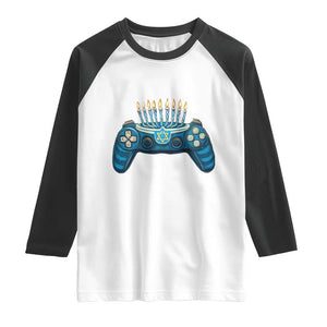 Funny Hanukkah Gamer Gaming Raglan Shirt TS09 White Black Print Your Wear