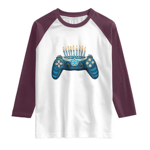 Funny Hanukkah Gamer Gaming Raglan Shirt TS09 White Maroon Print Your Wear