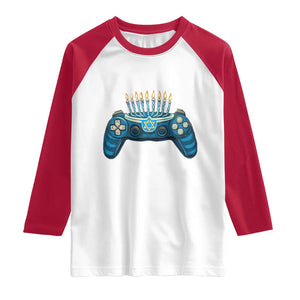 Funny Hanukkah Gamer Gaming Raglan Shirt TS09 White Red Print Your Wear