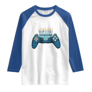 Funny Hanukkah Gamer Gaming Raglan Shirt TS09 White Royal Print Your Wear