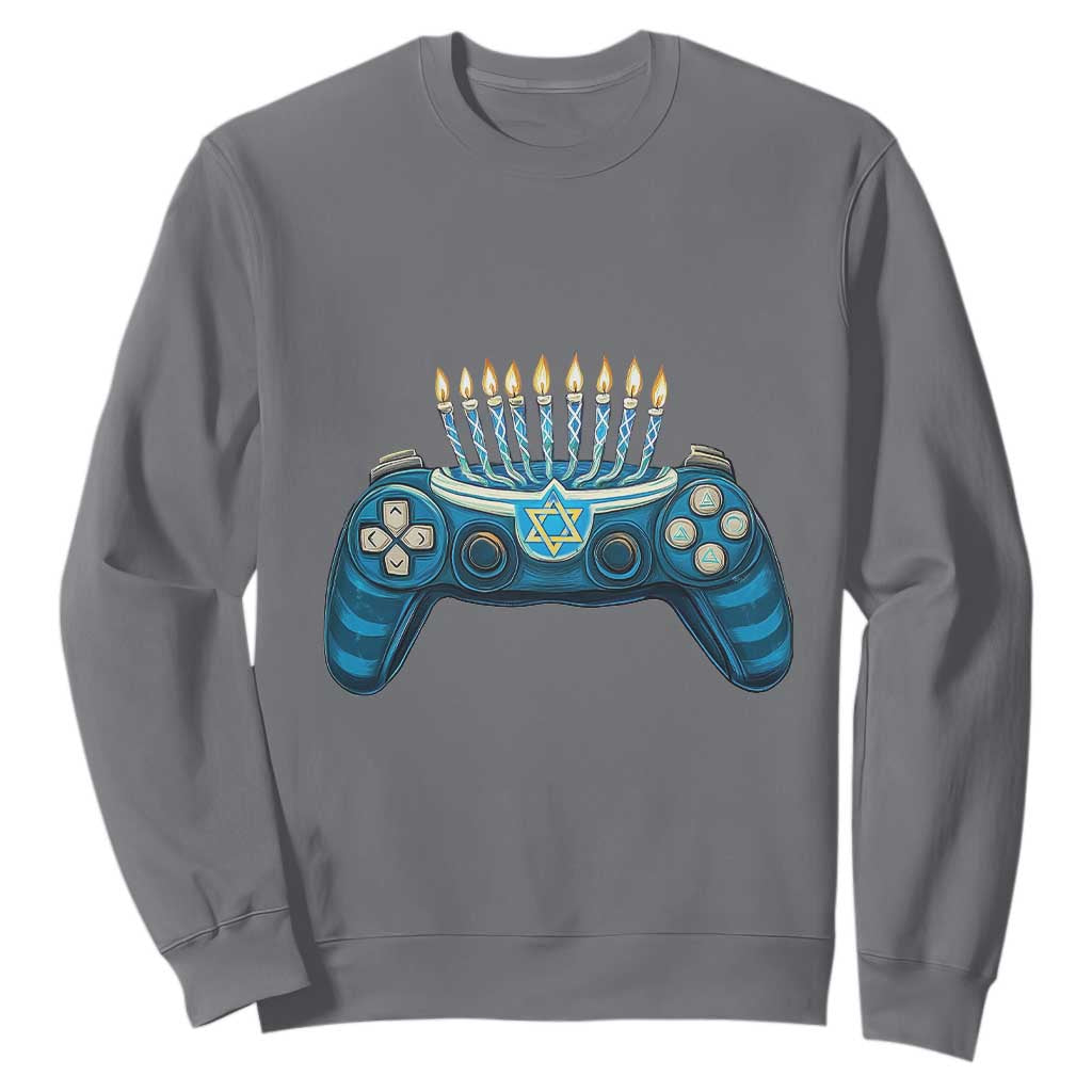 Funny Hanukkah Gamer Gaming Sweatshirt TS09 Charcoal Print Your Wear
