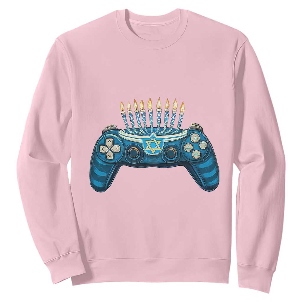 Funny Hanukkah Gamer Gaming Sweatshirt TS09 Light Pink Print Your Wear