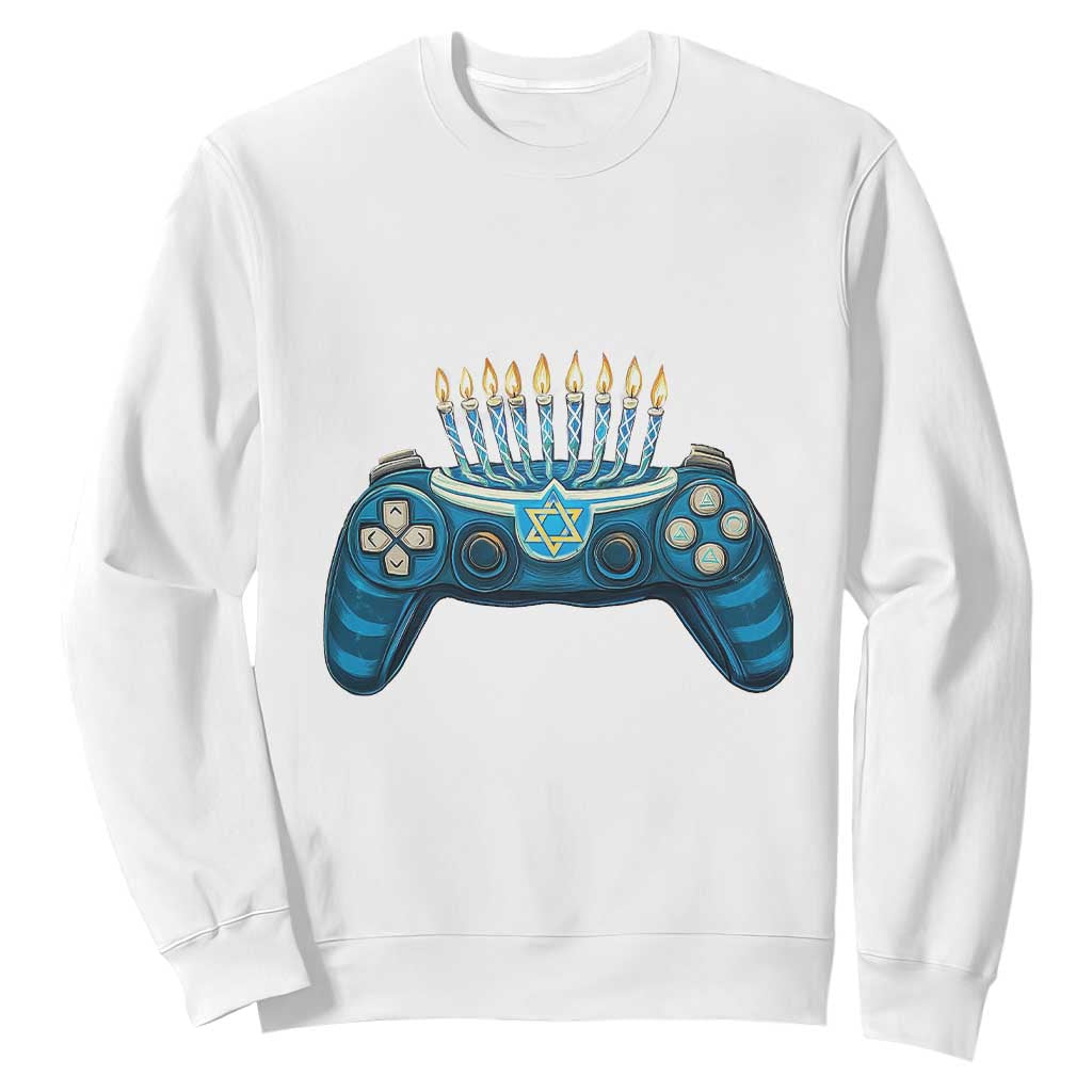 Funny Hanukkah Gamer Gaming Sweatshirt TS09 White Print Your Wear