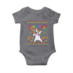 Funny Hanukkah Baby Onesie Jewnicorn Jewish Unicorn Rainbow TS09 Charcoal Print Your Wear