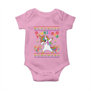 Funny Hanukkah Baby Onesie Jewnicorn Jewish Unicorn Rainbow TS09 Light Pink Print Your Wear