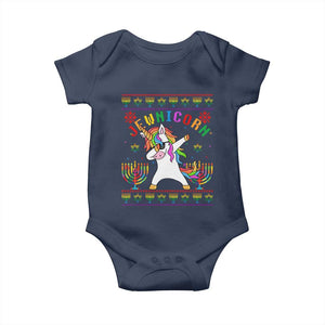 Funny Hanukkah Baby Onesie Jewnicorn Jewish Unicorn Rainbow TS09 Navy Print Your Wear