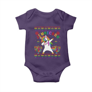 Funny Hanukkah Baby Onesie Jewnicorn Jewish Unicorn Rainbow TS09 Purple Print Your Wear