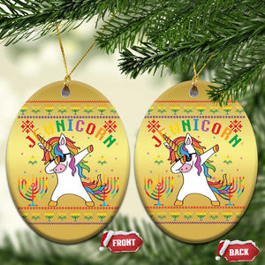 Funny Hanukkah Christmas Ornament Jewnicorn Jewish Unicorn Rainbow TS09 Oval Gold Print Your Wear