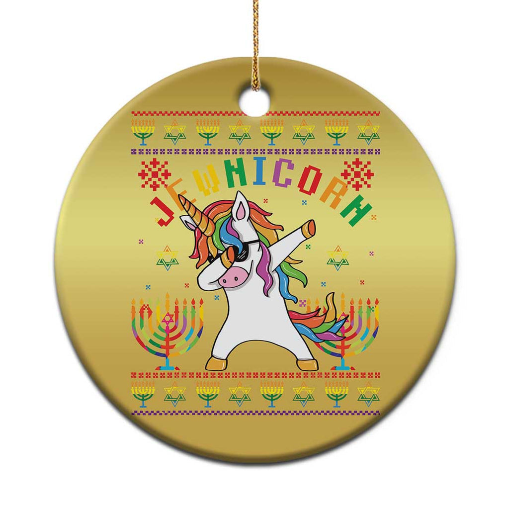 Funny Hanukkah Christmas Ornament Jewnicorn Jewish Unicorn Rainbow TS09 Print Your Wear