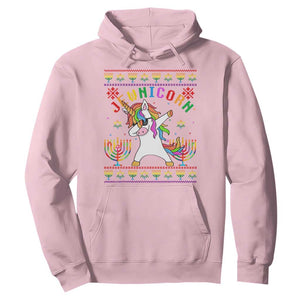 Funny Hanukkah Hoodie Jewnicorn Jewish Unicorn Rainbow TS09 Light Pink Print Your Wear