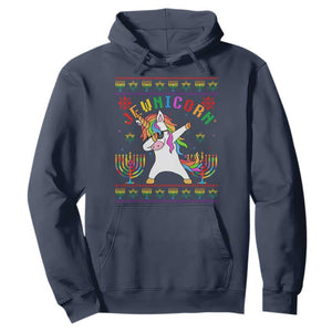 Funny Hanukkah Hoodie Jewnicorn Jewish Unicorn Rainbow TS09 Navy Print Your Wear