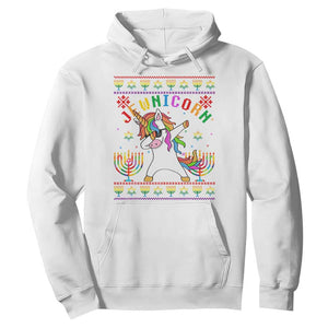 Funny Hanukkah Hoodie Jewnicorn Jewish Unicorn Rainbow TS09 White Print Your Wear