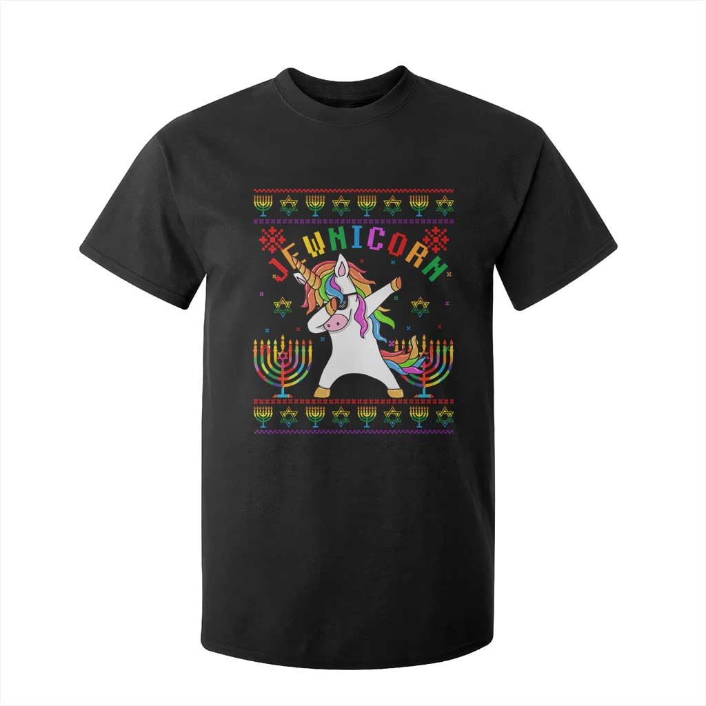 Funny Hanukkah T Shirt For Kid Jewnicorn Jewish Unicorn Rainbow TS09 Black Print Your Wear