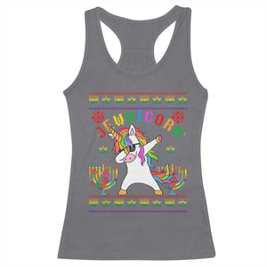 Funny Hanukkah Racerback Tank Top Jewnicorn Jewish Unicorn Rainbow TS09 Charcoal Print Your Wear