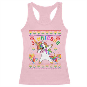 Funny Hanukkah Racerback Tank Top Jewnicorn Jewish Unicorn Rainbow TS09 Light Pink Print Your Wear