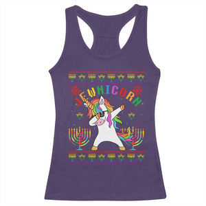 Funny Hanukkah Racerback Tank Top Jewnicorn Jewish Unicorn Rainbow TS09 Purple Print Your Wear