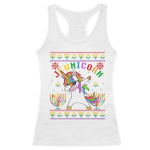 Funny Hanukkah Racerback Tank Top Jewnicorn Jewish Unicorn Rainbow TS09 White Print Your Wear