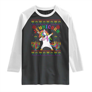 Funny Hanukkah Raglan Shirt Jewnicorn Jewish Unicorn Rainbow TS09 Black White Print Your Wear