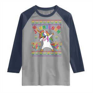 Funny Hanukkah Raglan Shirt Jewnicorn Jewish Unicorn Rainbow TS09 Sport Gray Navy Print Your Wear