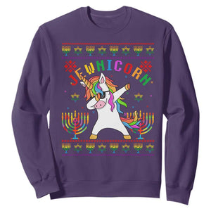 Funny Hanukkah Sweatshirt Jewnicorn Jewish Unicorn Rainbow TS09 Purple Print Your Wear