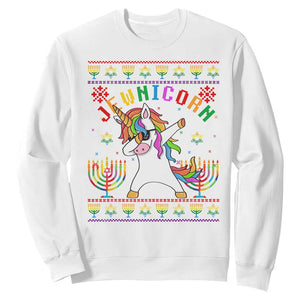 Funny Hanukkah Sweatshirt Jewnicorn Jewish Unicorn Rainbow TS09 White Print Your Wear