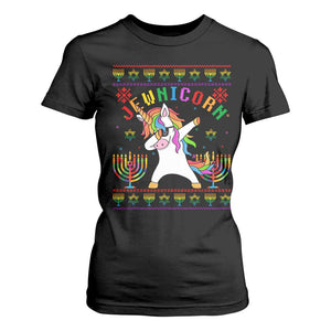 Funny Hanukkah T Shirt For Women Jewnicorn Jewish Unicorn Rainbow TS09 Black Print Your Wear