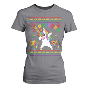 Funny Hanukkah T Shirt For Women Jewnicorn Jewish Unicorn Rainbow TS09 Charcoal Print Your Wear