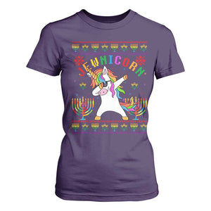 Funny Hanukkah T Shirt For Women Jewnicorn Jewish Unicorn Rainbow TS09 Purple Print Your Wear