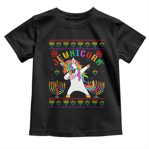 Funny Hanukkah Toddler T Shirt Jewnicorn Jewish Unicorn Rainbow TS09 Black Print Your Wear