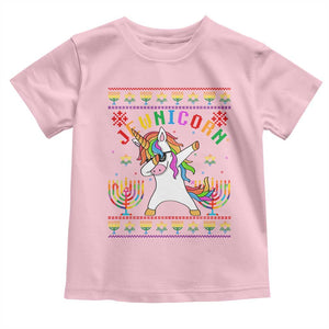 Funny Hanukkah Toddler T Shirt Jewnicorn Jewish Unicorn Rainbow TS09 Light Pink Print Your Wear