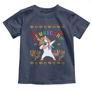 Funny Hanukkah Toddler T Shirt Jewnicorn Jewish Unicorn Rainbow TS09 Navy Print Your Wear