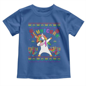 Funny Hanukkah Toddler T Shirt Jewnicorn Jewish Unicorn Rainbow TS09 Royal Blue Print Your Wear