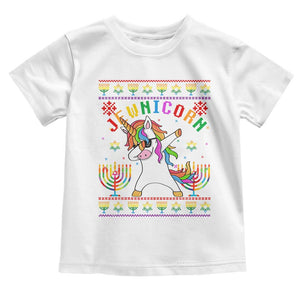 Funny Hanukkah Toddler T Shirt Jewnicorn Jewish Unicorn Rainbow TS09 White Print Your Wear