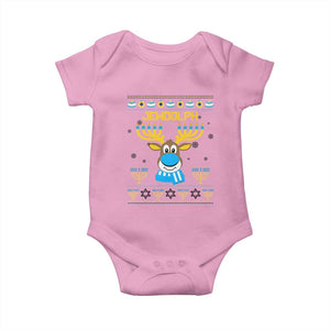 Funny Hanukkah Baby Onesie Jewdolph Jewish Reindeer Menorah TS09 Light Pink Print Your Wear