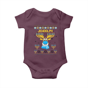 Funny Hanukkah Baby Onesie Jewdolph Jewish Reindeer Menorah TS09 Maroon Print Your Wear