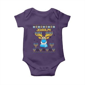 Funny Hanukkah Baby Onesie Jewdolph Jewish Reindeer Menorah TS09 Purple Print Your Wear