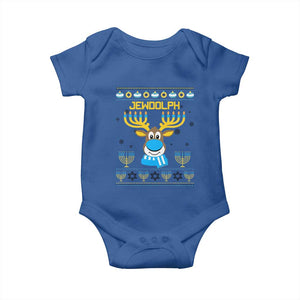 Funny Hanukkah Baby Onesie Jewdolph Jewish Reindeer Menorah TS09 Royal Blue Print Your Wear