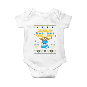 Funny Hanukkah Baby Onesie Jewdolph Jewish Reindeer Menorah TS09 White Print Your Wear