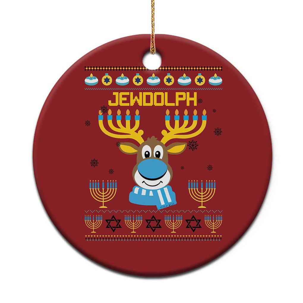 Funny Hanukkah Christmas Ornament Jewdolph Jewish Reindeer Menorah TS09 Print Your Wear