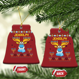 Funny Hanukkah Christmas Ornament Jewdolph Jewish Reindeer Menorah TS09 Bell Flake Red Print Your Wear