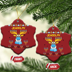 Funny Hanukkah Christmas Ornament Jewdolph Jewish Reindeer Menorah TS09 Snow Flake Red Print Your Wear