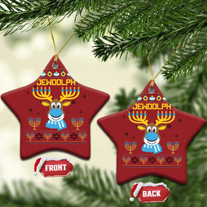 Funny Hanukkah Christmas Ornament Jewdolph Jewish Reindeer Menorah TS09 Star Red Print Your Wear