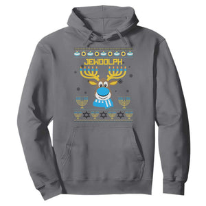 Funny Hanukkah Hoodie Jewdolph Jewish Reindeer Menorah TS09 Charcoal Print Your Wear