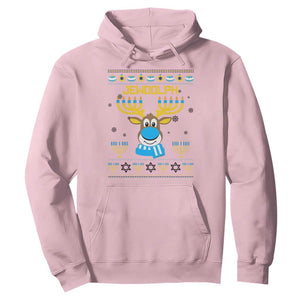 Funny Hanukkah Hoodie Jewdolph Jewish Reindeer Menorah TS09 Light Pink Print Your Wear