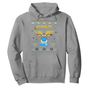 Funny Hanukkah Hoodie Jewdolph Jewish Reindeer Menorah TS09 Sport Gray Print Your Wear