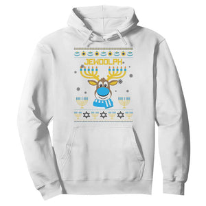 Funny Hanukkah Hoodie Jewdolph Jewish Reindeer Menorah TS09 White Print Your Wear