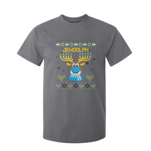 Funny Hanukkah T Shirt For Kid Jewdolph Jewish Reindeer Menorah TS09 Charcoal Print Your Wear