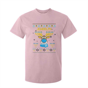 Funny Hanukkah T Shirt For Kid Jewdolph Jewish Reindeer Menorah TS09 Light Pink Print Your Wear